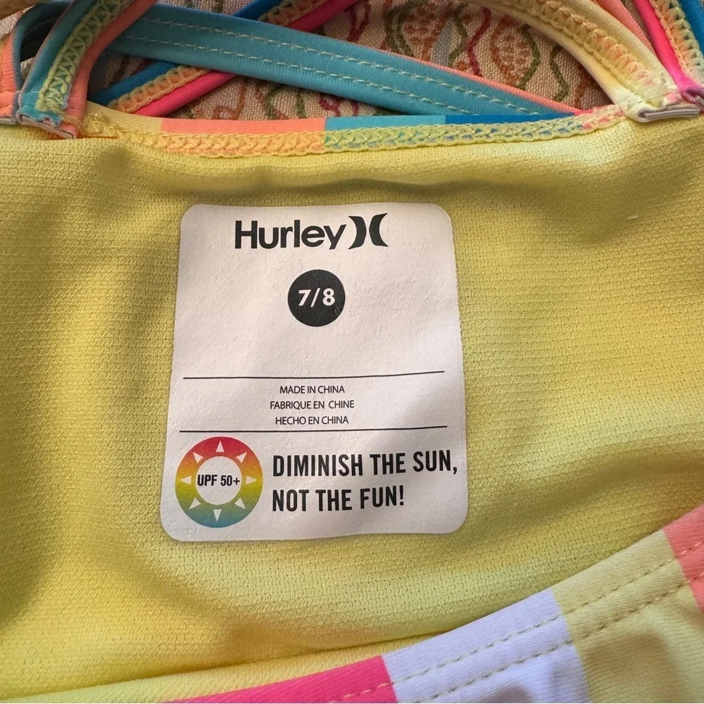 Hurley Girls Criss Cross Elastic Shoulder Straps UPF50+ Tankini top Size 7/8
